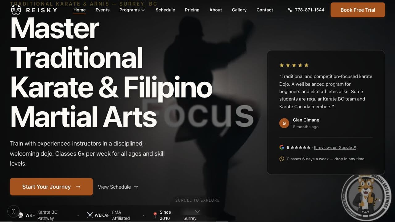 Screenshot of Reisky — Filipino Martial Arts Studio Platform
